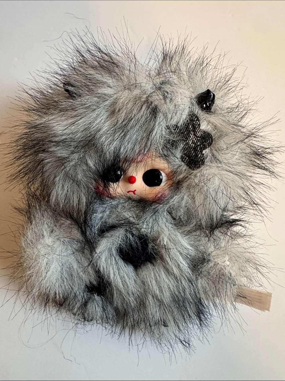 Baby Three Yeti Grey Faux Fur Plush with Cute Face Accent